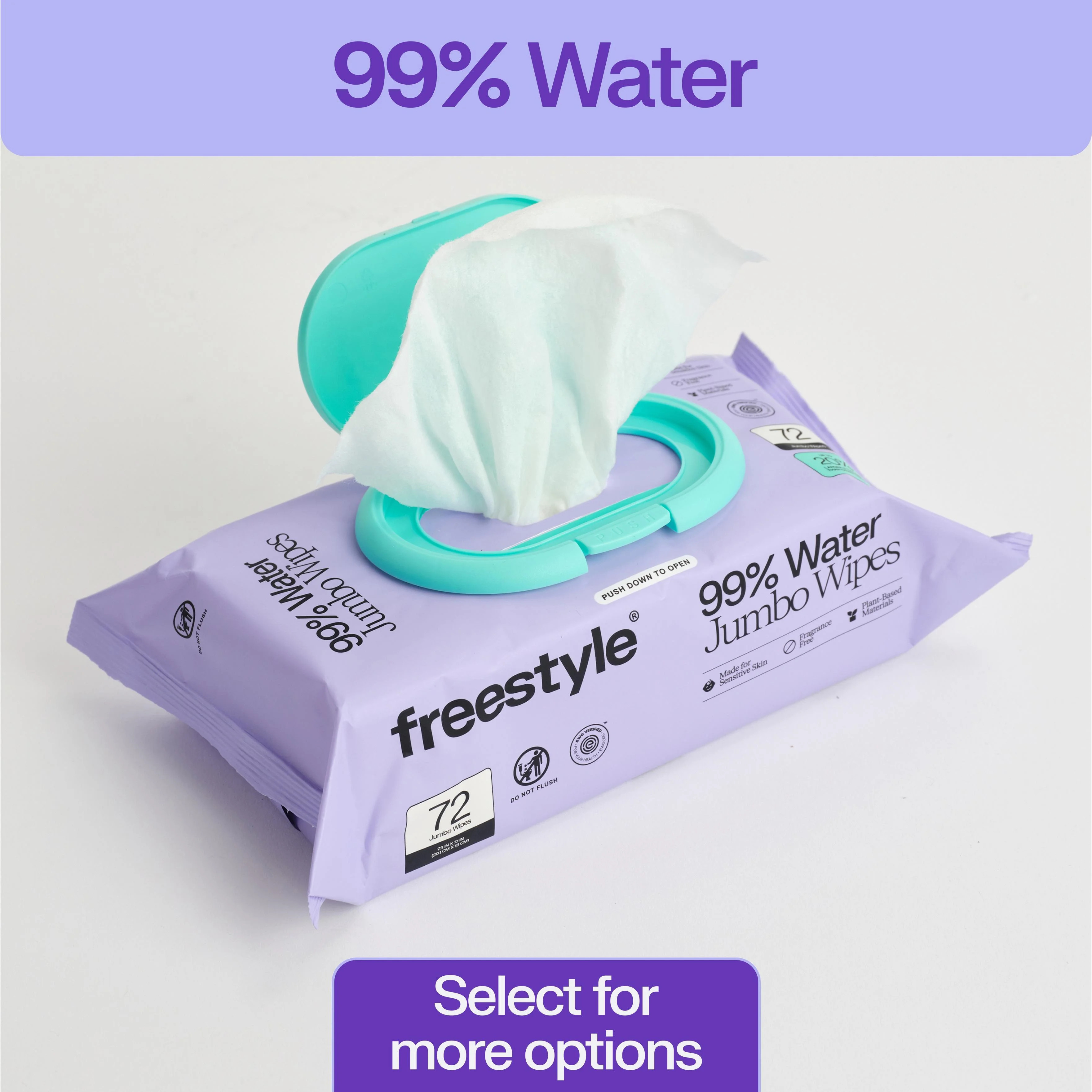 Freestyle Soft Jumbo Baby Wipes for Sensitive Skin, Unscented, 1 Flip-Top Pack, 72 Count | Walmart (US)