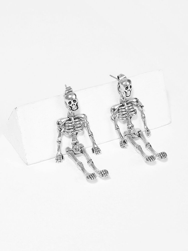 Halloween Skeleton Shaped Drop Earrings 1pair | SHEIN