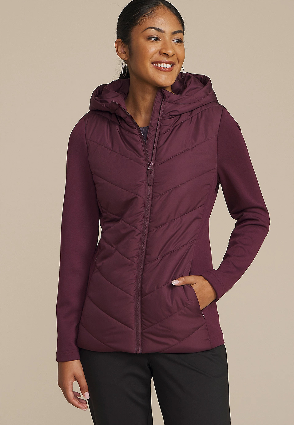 Quilted Knit Hooded Jacket | Maurices