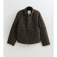 Men's Dark Brown Textured Zip Up Jacket Jack & Jones New Look | New Look (UK)