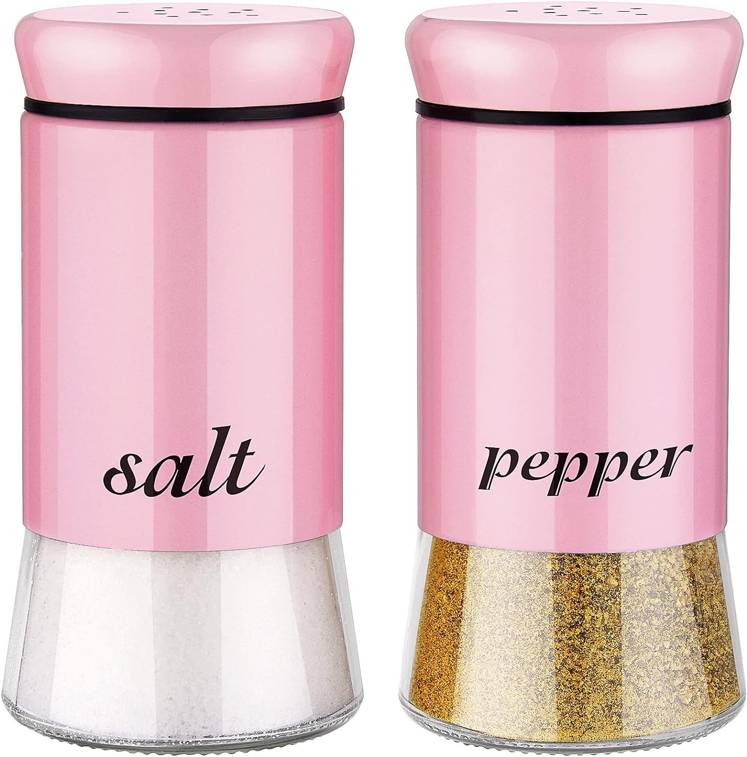 Pink Salt and Pepper Shakers - Pink Kitchen Accessories Decor- 5 oz Glass Salt and Pepper Set for... | Amazon (US)