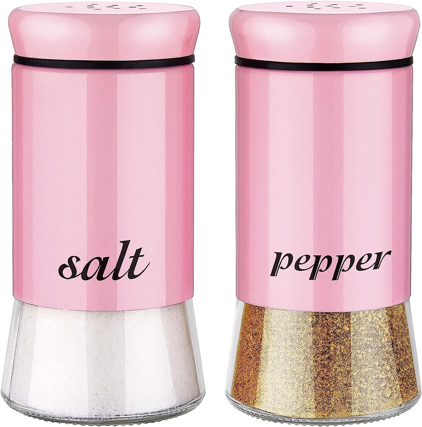Pink Salt and Pepper Shakers - Pink Kitchen Accessories Decor- 5 oz Glass Salt and Pepper Set for... | Amazon (US)