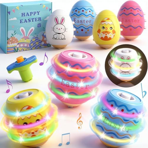 Taranovi Easter Basket Stuffers for Kids - 4 Pack Light Up Spinning Tops, Egg Fillers Essentials for Boys Girls Toddler Children, Glow in The Dark Hunt Prizes Goodie Bag Toys Party Favors Gift Ideas | Amazon (US)