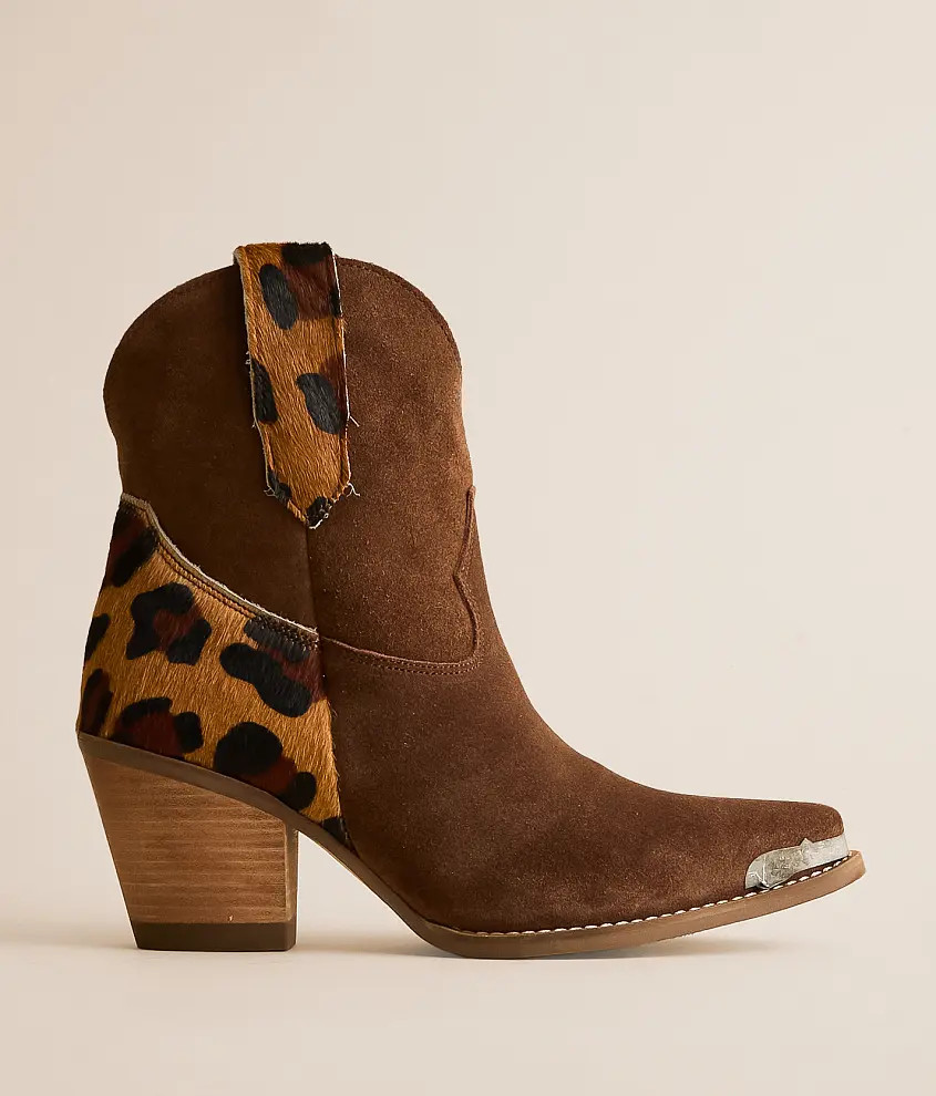 Texas Charm Leopard Leather Western Ankle Boot | Buckle