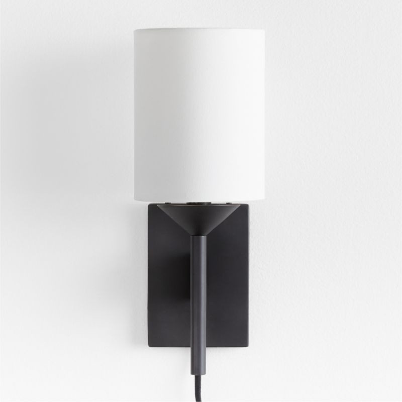 Lyre Blackened Steel Single-Light Torch Plug In Wall Sconce + Reviews | Crate & Barrel | Crate & Barrel