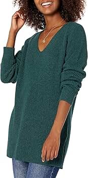 Amazon.com: Amazon Brand - Goodthreads Women's Cotton Shaker Stitch Deep V-Neck Sweater, Black, X... | Amazon (US)