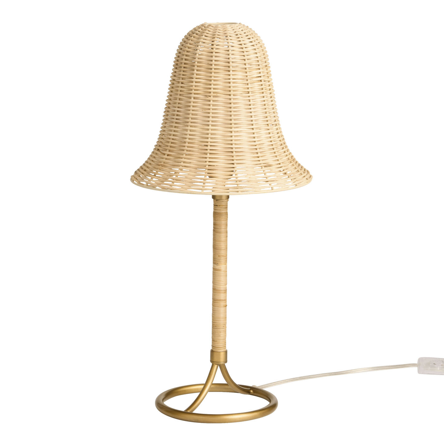 Natural Woven Rattan and Gold Metal Bell Lighting Collection | World Market
