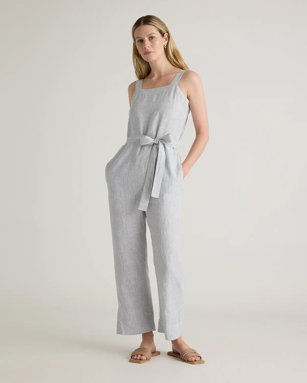 100% European Linen Square Neck Jumpsuit | Quince