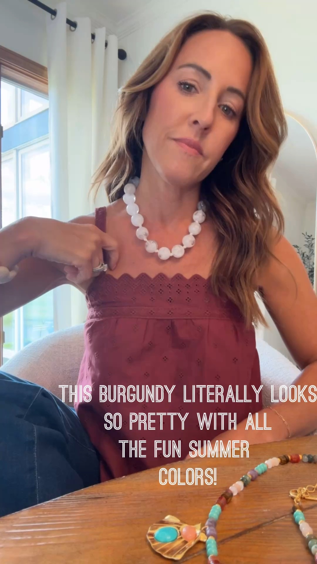 LoVE this classic burgundy color!! 
Pairs with all the fun Summer colors. 
XS eyelet tank. Could use a small so it doesn’t pull at the chest area. 
Straps are adjustable.

#LTKootd #LTKmomlife #LTKSeasonal