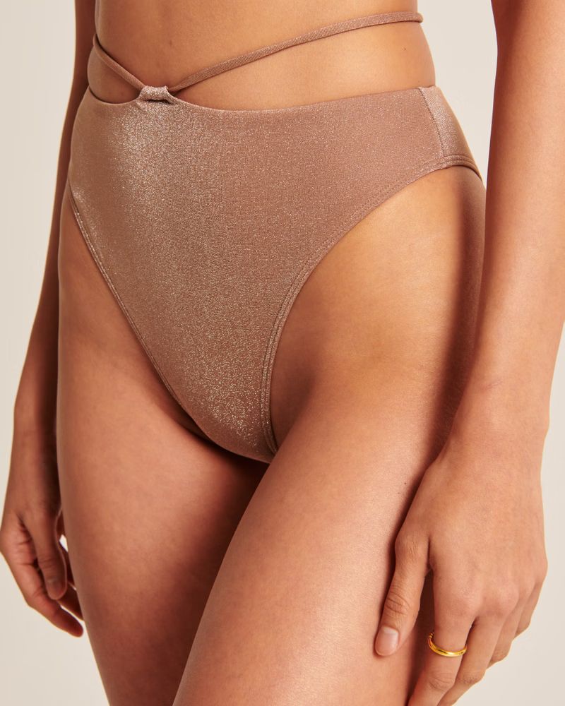 Shimmer Strappy High-Waist High-Leg Cheeky Bottoms | Abercrombie & Fitch (US)