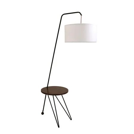 Stork Mid-Century Modern Floor Lamp with Walnut Wood Table Accent and White Shade by LumiSource | Walmart (US)