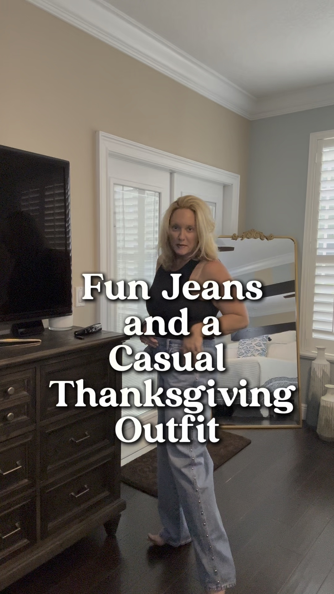 Thanksgiving Outfit and Super Fun Jeanthanks
So my daughter and I went to Target and she informed me that I needed some new jeans. She decided to play stylist and this is where we ended up. I think I love them. So fun with embellishments down the sides, these 90’s baggy jeans (what was once cool is now cool again)! I styled them with a black tank top, also from target, some fuzzy Gucci dupes (Amazon/linked) and a beautiful coat rented from Armoire Style (there is a discount code for rental in my bio). It would be the perfect casual Thanksgiving Outfit and I am bring it with me to the Georgia mountains for our quiet family Thanksgiving. I forgot to mention these shoes are amazing too! I love them for winter travel, they are so warm and like wearing slippers, but incredibly cute !

#LTKHoliday #LTKFindsUnder50 #LTKSeasonal