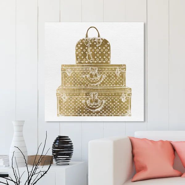 Fashion And Glam Golden Handbag And Luggage - Print | Wayfair North America