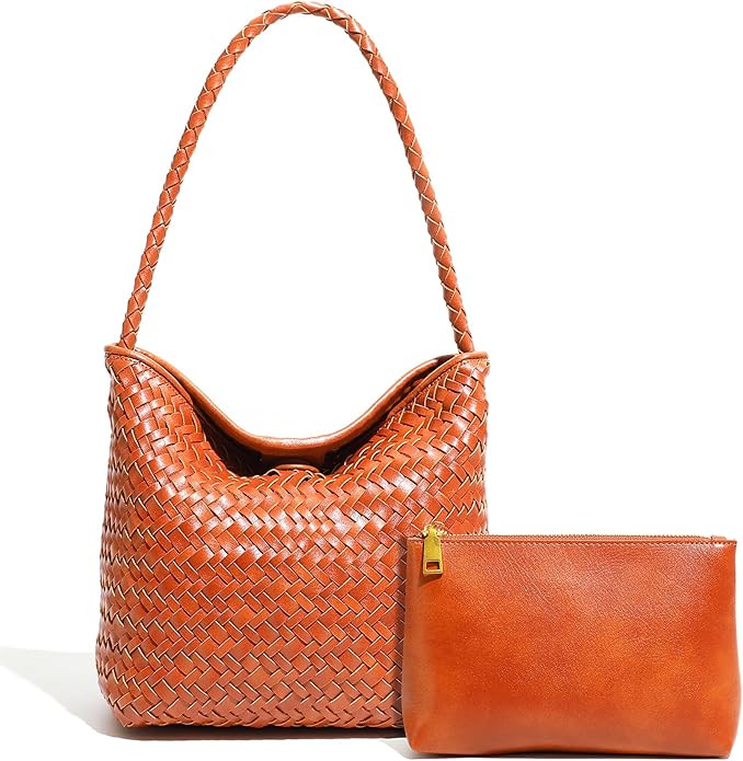 Woven Tote Bag for Women with Purse, Small Hobo Bags Top-handle Shoulder Bag Vegan Leather Undera... | Amazon (US)