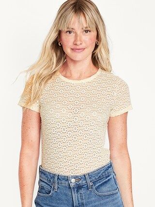 Fitted Short-Sleeve Lace Top for Women | Old Navy (US)