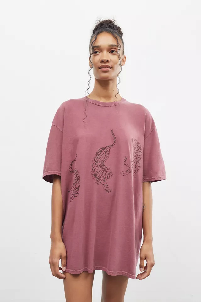 Project Social T Tiger Overdyed T-Shirt Dress | Urban Outfitters (US and RoW)
