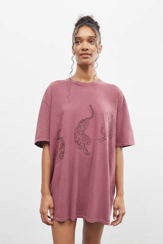 Project Social T Tiger Overdyed T-Shirt Dress | Urban Outfitters (US and RoW)