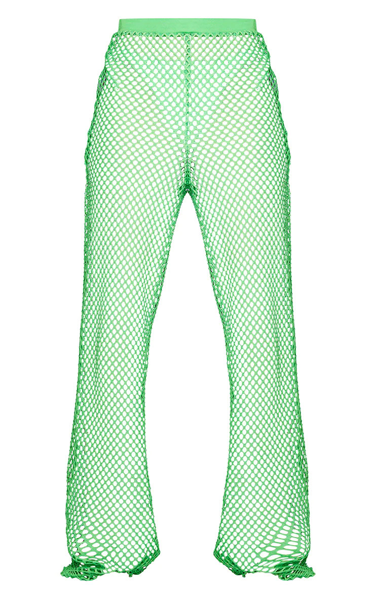 Green Net Straight Leg Beach Pants | PrettyLittleThing US