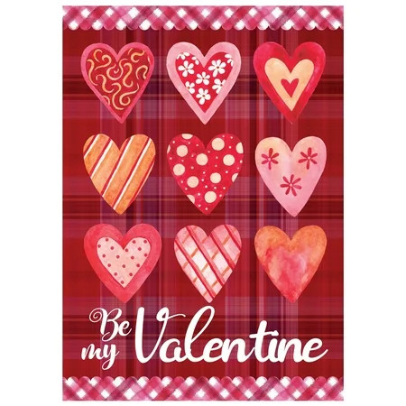 Be My Valentine Plaid and Heart Outdoor House Flag 28 x 40 | Walmart (US)