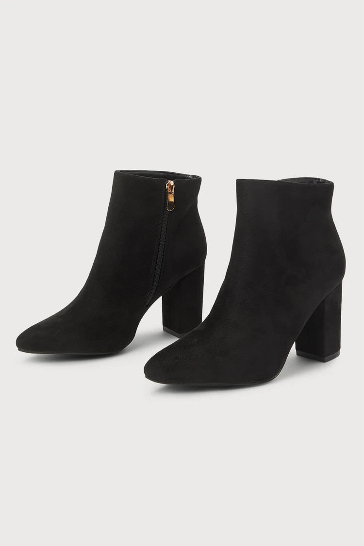 Ottava Black Suede High Heel Booties | Lulus