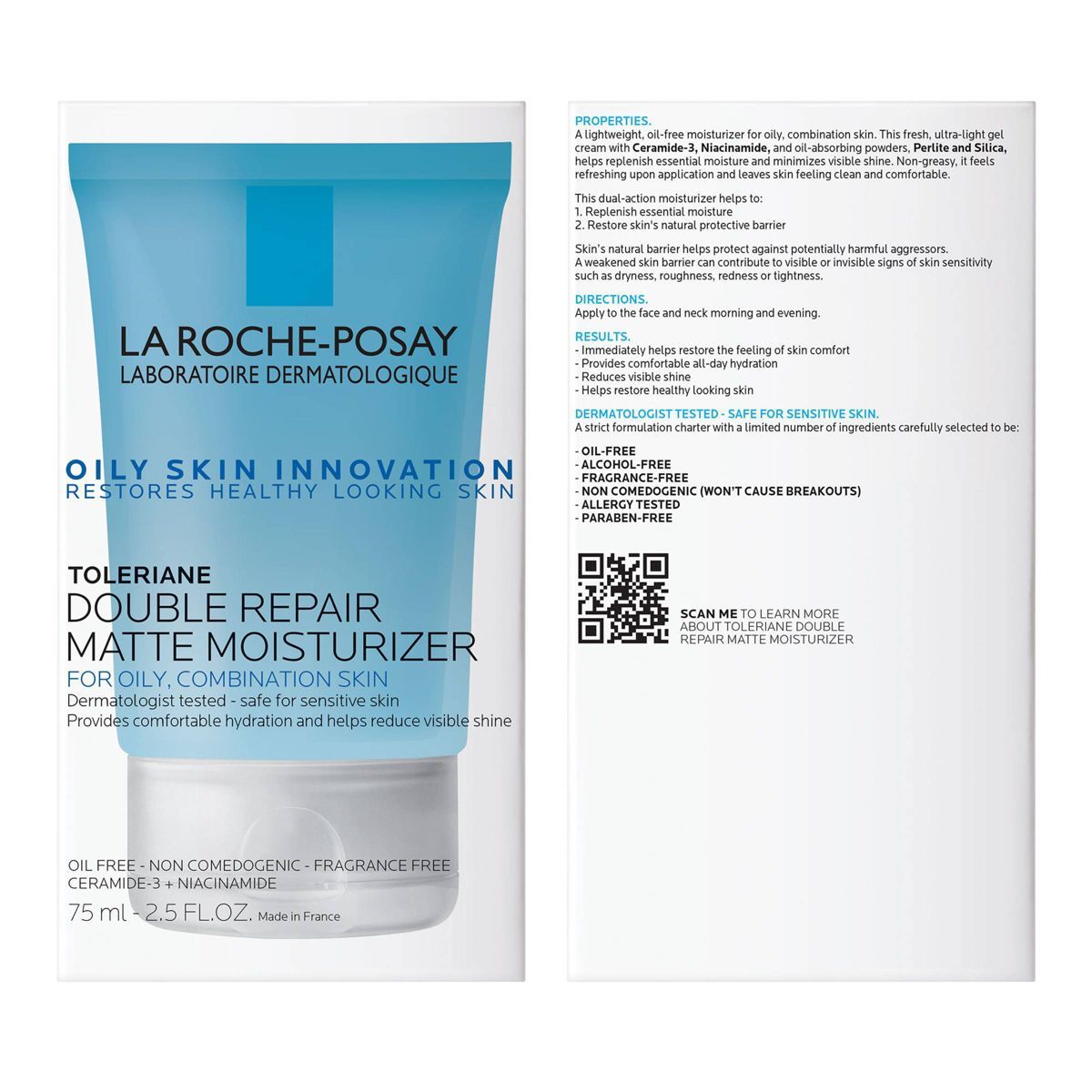 La Roche Posay, Toleriane Double Repair Matte Face Moisturizer, Daily Gel Face Moisturizer with C... | Target