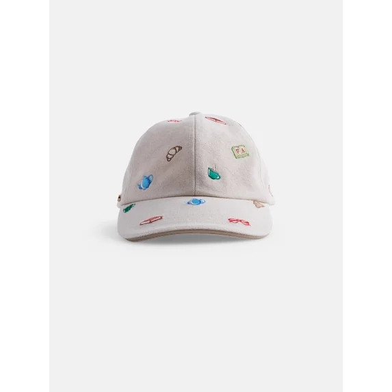 Free Assembly Women's Embroidered Baseball Cap, Cream | Walmart (US)