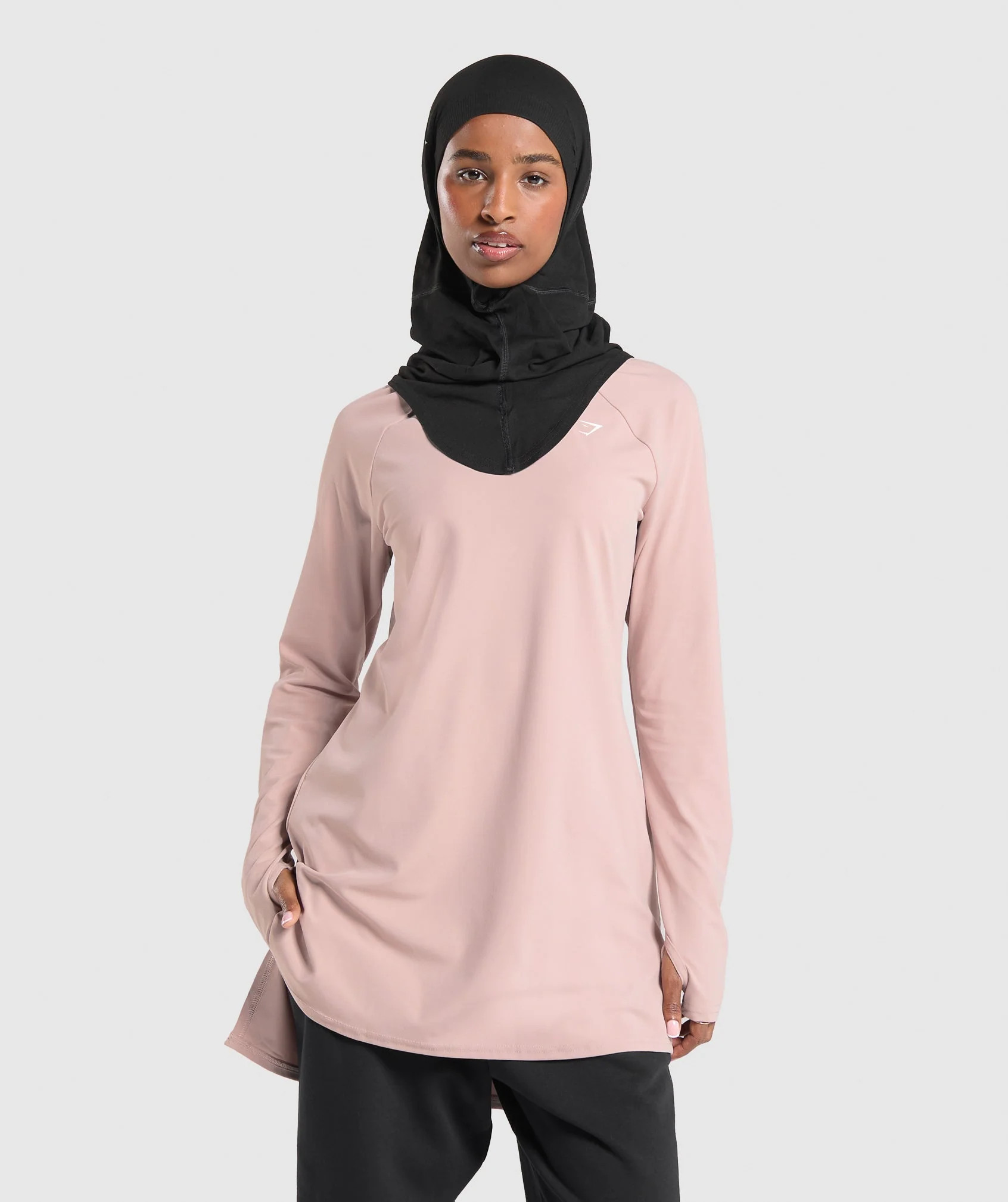 Gymshark Long Line Long Sleeve Top - Muted Pink | Gymshark (Global)