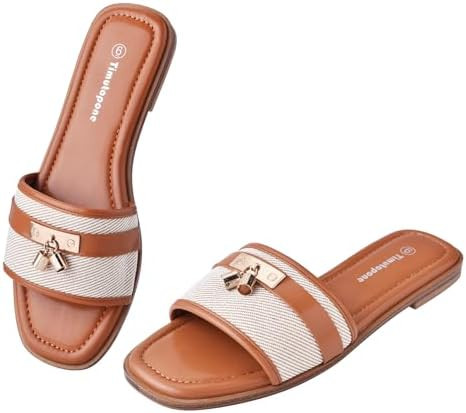 Dressy Flat Sandals for Women Elegant Summer Comfortable Slides Sandal 2026 Trendy Fashion Square... | Amazon (US)