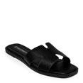 Wild Diva Women's LUKE-01A Faux Leather Slip On Fashion Square Toe Flat Sandals   (Black, 7.5) | Walmart (US)