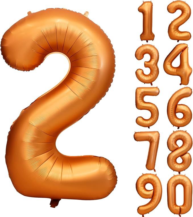 40 inch Orange Number Balloon Giant Foil Helium Balloons for 2nd Birthday Party Decorations | Amazon (US)