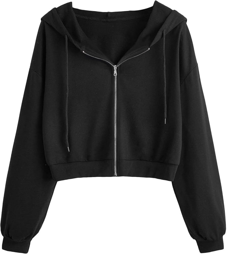 SOFIA'S CHOICE Cropped Zip Up Hoodie Women Long Sleeve Crop Sweatshirts Jackets | Amazon (US)