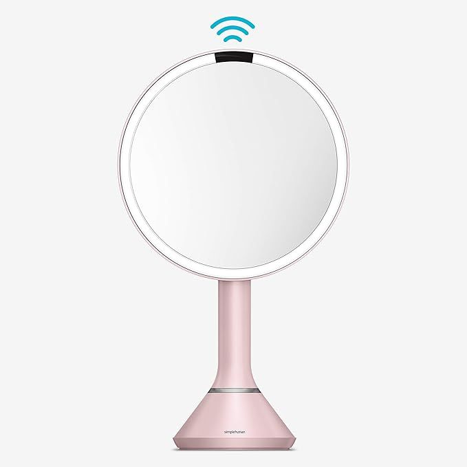 simplehuman 8" Round Sensor Makeup Mirror with Touch-Control Brightness, 5x Magnification, Rechar... | Amazon (US)