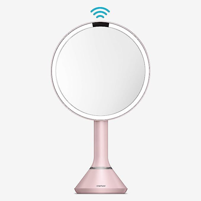 simplehuman 8" Round Sensor Makeup Mirror with Touch-Control Brightness, 5x Magnification, Rechar... | Amazon (US)