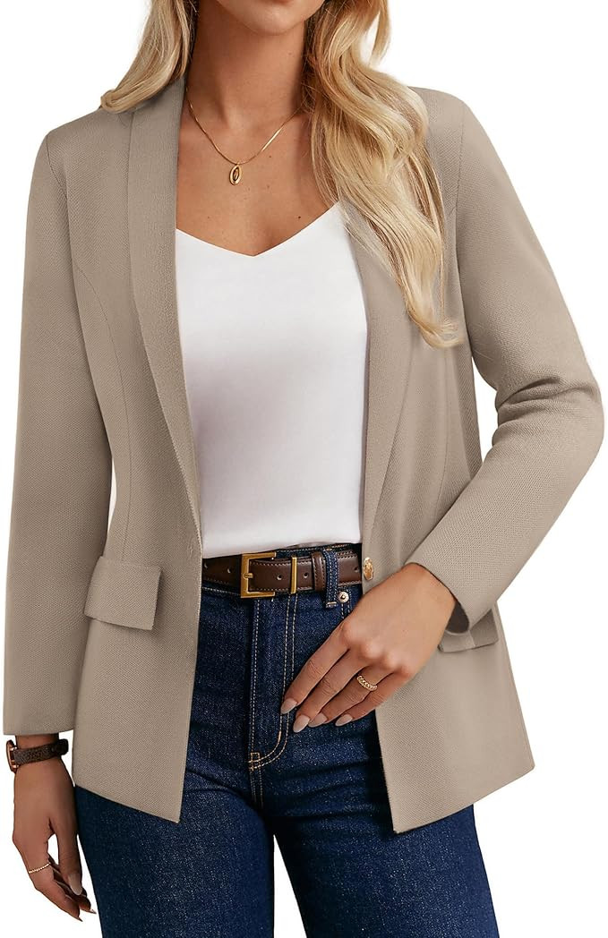 GRACE KARIN Women's Casual Sweater Blazer Long Sleeve Open Front Lapel Suit Jacket Lightweight Ca... | Amazon (US)