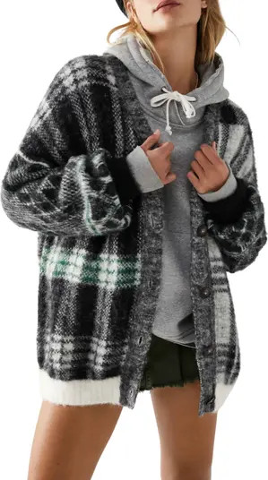 Sepia Plaid Jacquard Oversize Cardigan | Nordstrom