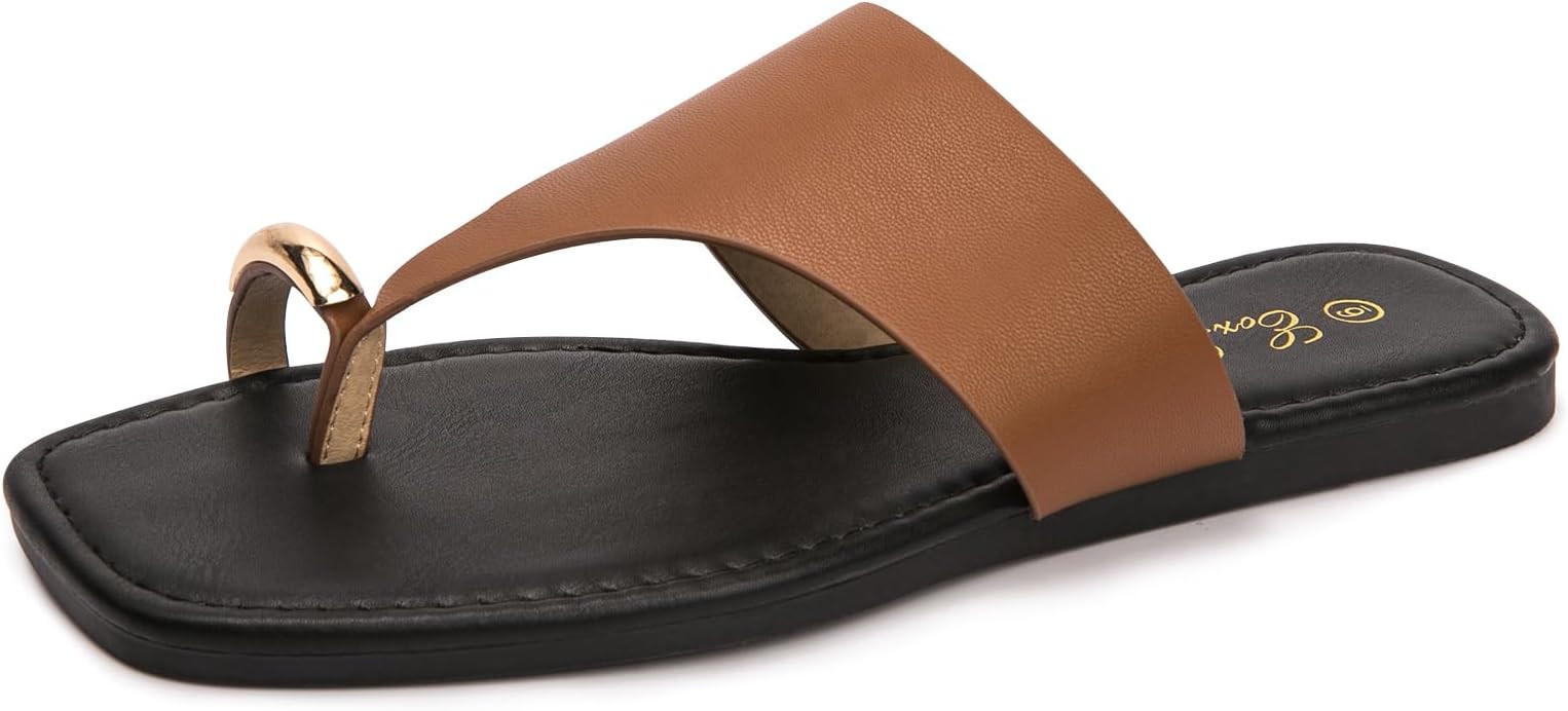 Eozlink Women's Slide Sandals Ring Toe Flat Sandals Slip On Sandals Open Toe Flip Flop Thong Sand... | Amazon (CA)