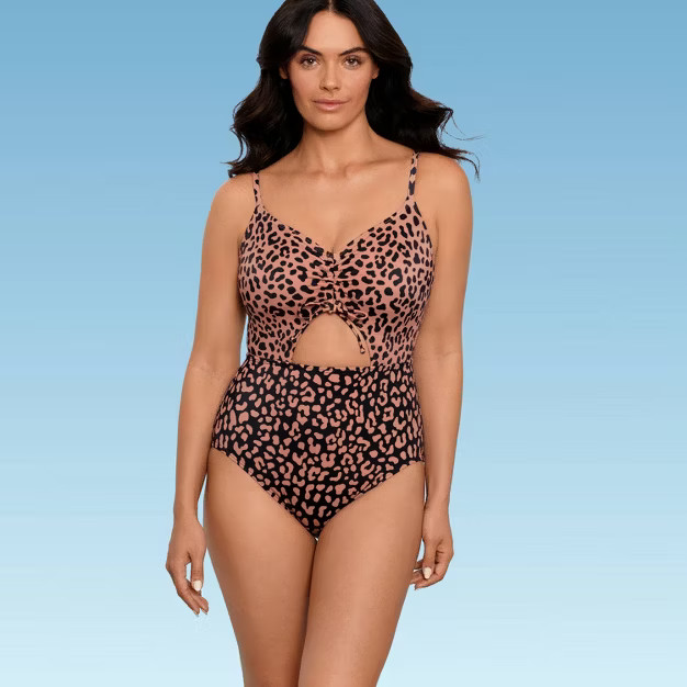 Women's Slimming Control V-Neck Cinched Cut Out One Piece Swimsuit - Beach Betty by Miracle Brand... | Target