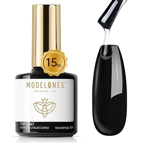 modelones Gel Nail Polish Top Coat- 15ml No Wipe, High Gloss Shiny Long Lasting Top Gel for Clear... | Amazon (US)