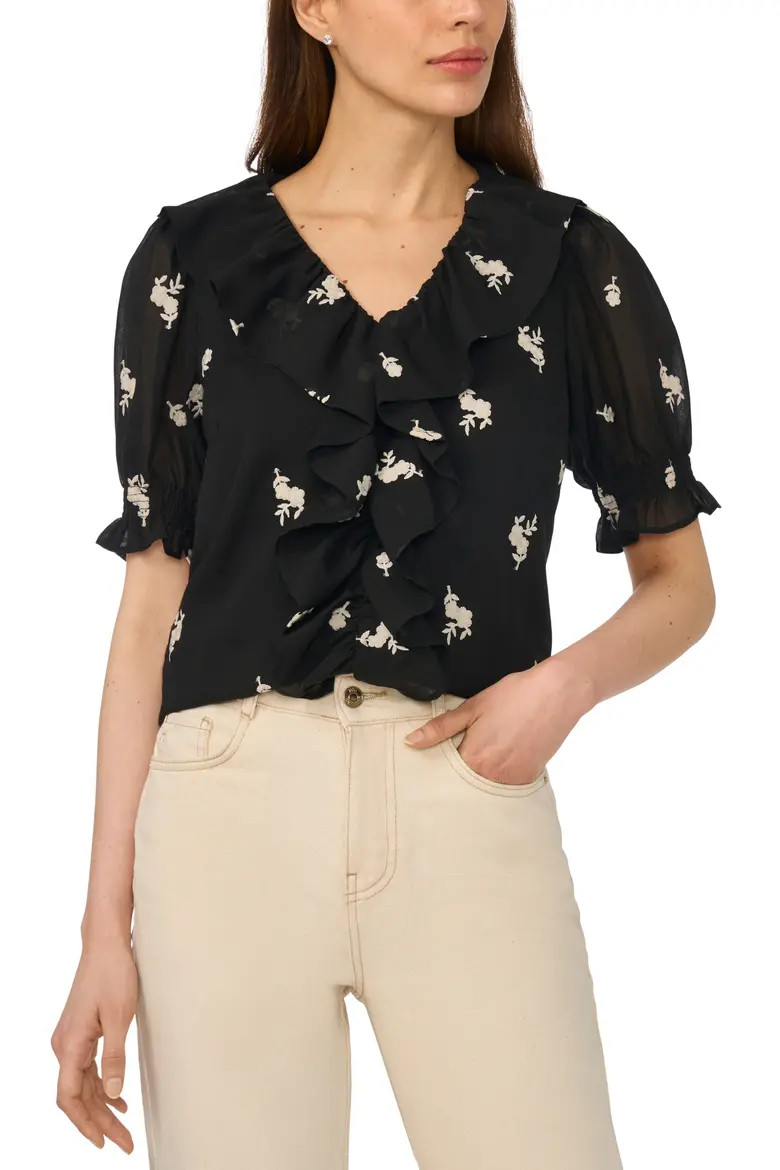 Embroidered Floral Ruffle Top (Women) | Nordstrom | Nordstrom