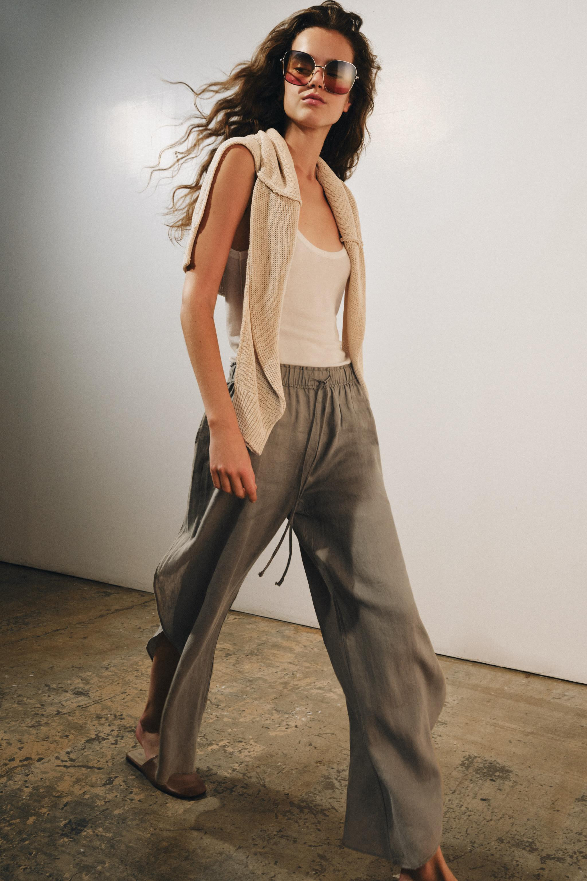 ZW COLLECTION 100% LINEN VENTED PANTS | Zara US