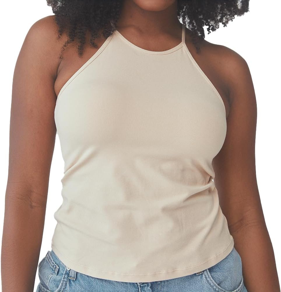 Klassy Network Solid High Neck Brami Tank-Top for Women - Built-in Bra Racerback Full Length Tank... | Amazon (US)
