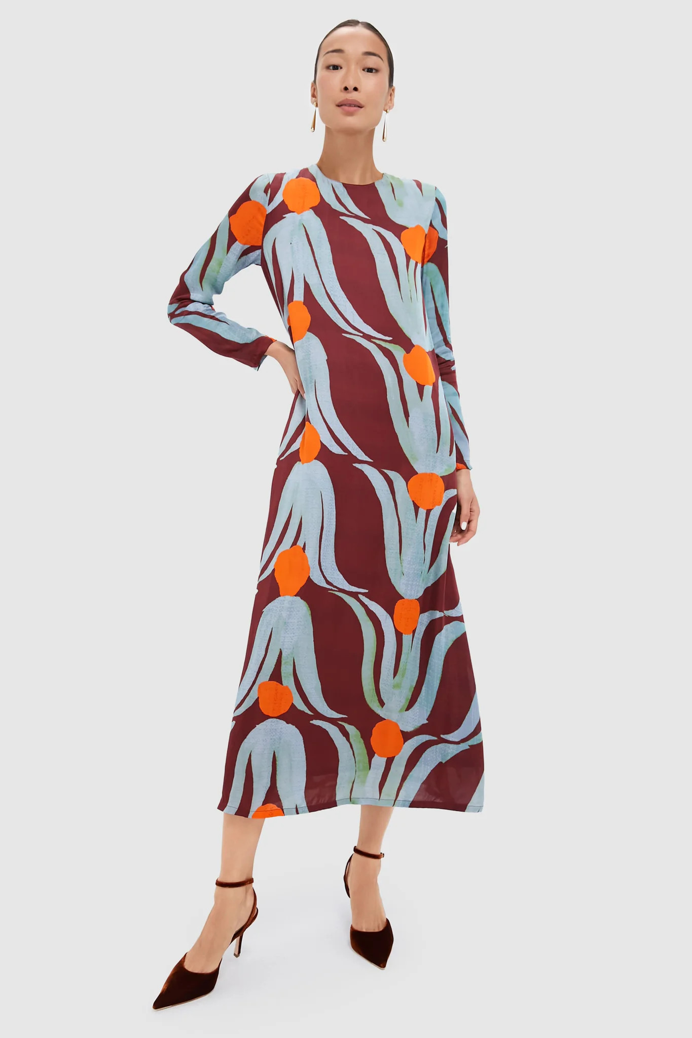 Tulip Orange Long Sleeve Shift Maxi Dress | Tuckernuck (US)