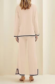 PRETTYGARDEN Women's 2 Piece Fall Knit Sweater Set Long Sleeve Tops Wide Leg Pants Sweatsuit Trac... | Amazon (US)