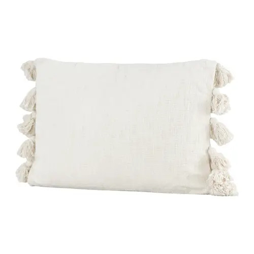 Storied Home Woven Cotton Slub Lumbar Pillow with Tassels, Cream at Nordstrom | Nordstrom
