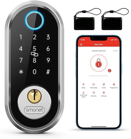 Smart Deadbolt, SMONET Fingerprint Electronic Deadbolt Door Lock with Keypad-Bluetooth Keyless En... | Amazon (US)