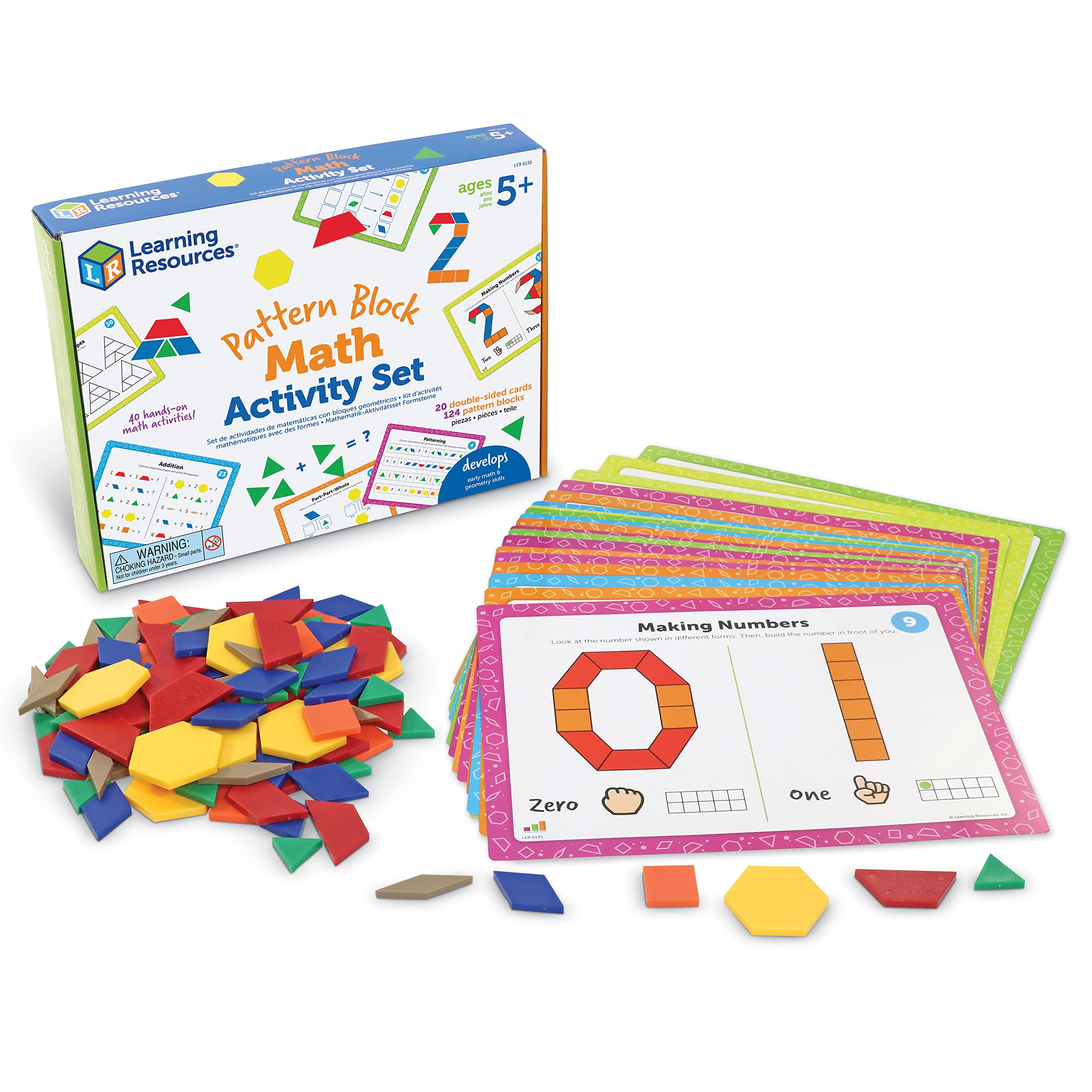 Learning Resources Pattern Block Math Activity Set, Math Games for Kids, Educational Games, Presc... | Amazon (US)