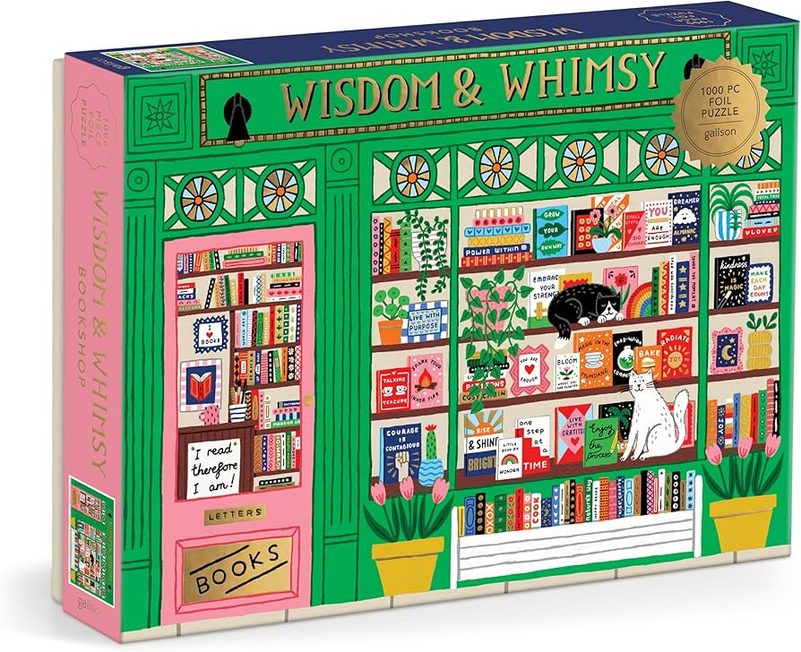 Galison Wisdom & Whimsy – 1000 Piece Foil Jigsaw Puzzle Featuring Beautiful Artwork of A Booksh... | Amazon (US)