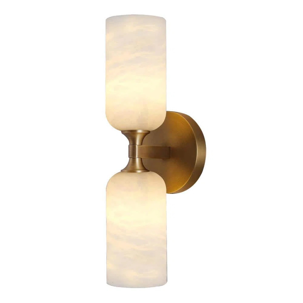 14" 2 - Light Dimmable Modern Alabaster Wall Sconces Marble Vanity Light | Wayfair North America