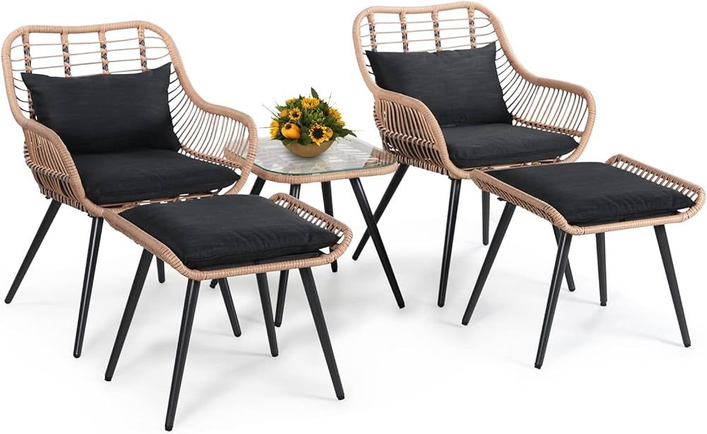 Verano Garden 5 Pieces Patio Furniture Chair Sets, Patio Conversation Set W/Coffee Table Ottomans... | Amazon (US)