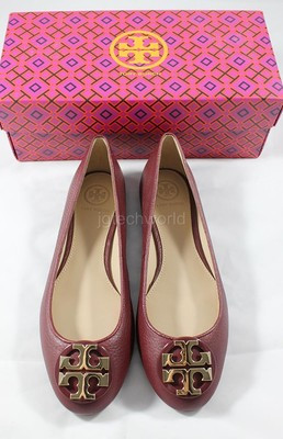 New Women Tory Burch Claire Ballet Flats Shoes Tumbled Leather Red Agate sz 6.5 | eBay AU